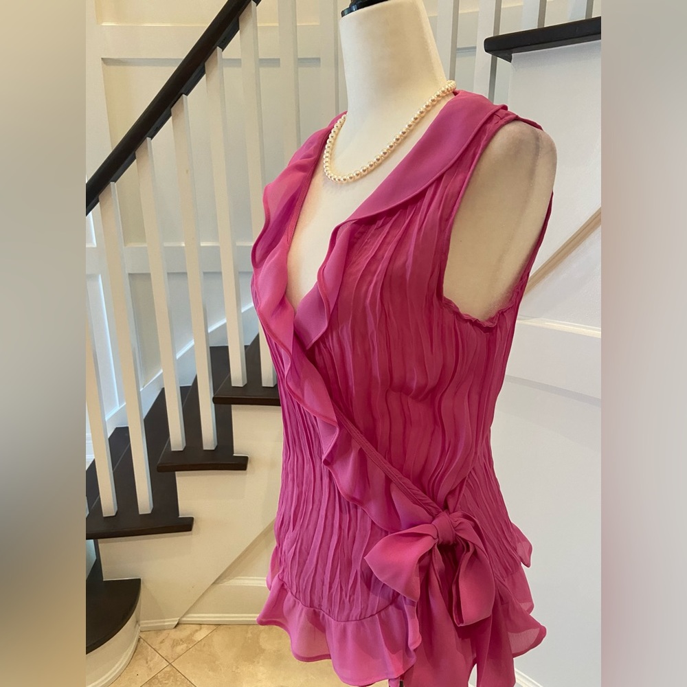 Feminine Pink Ruffle Blouse - Picture 8 of 12